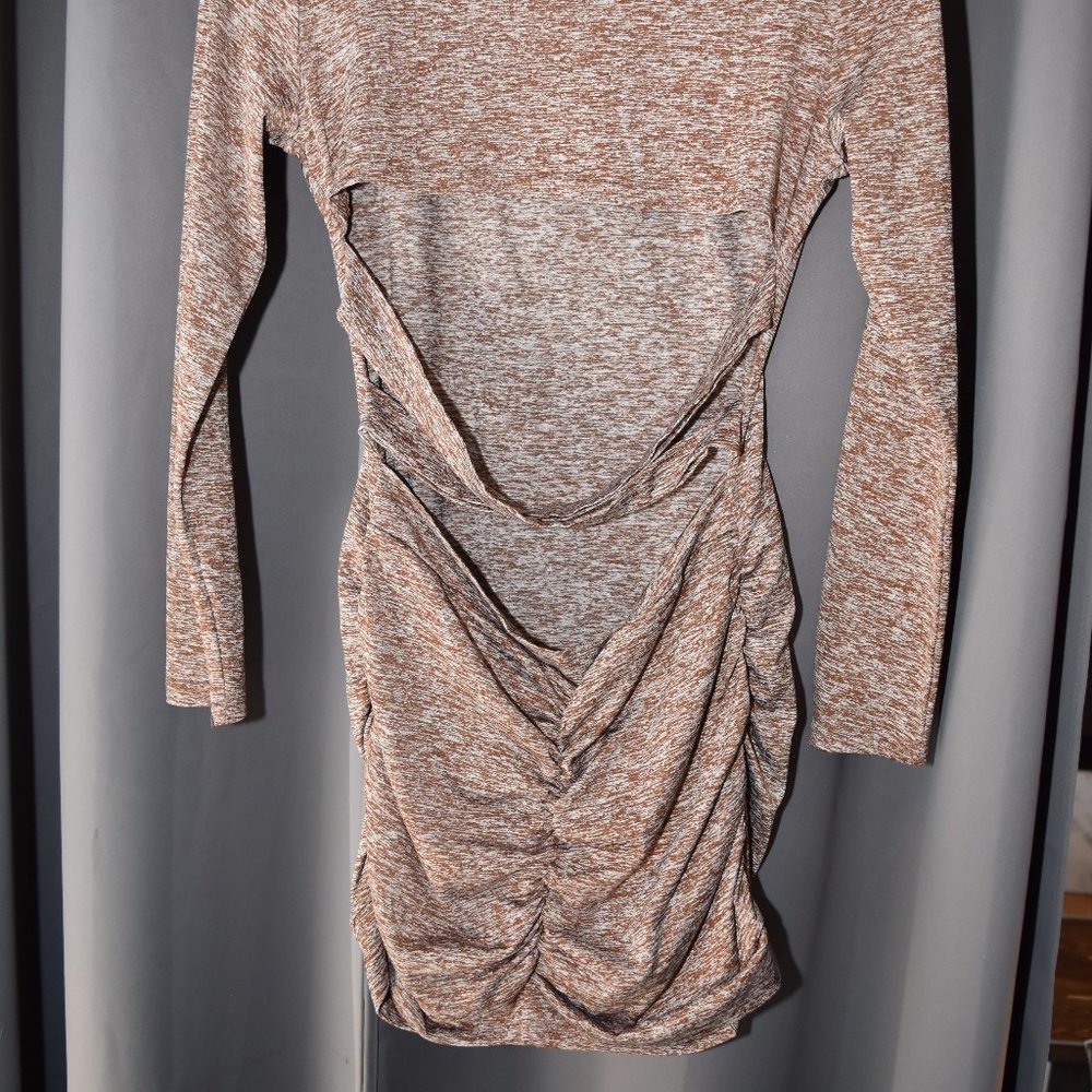 Brown, Backless Mini Dress